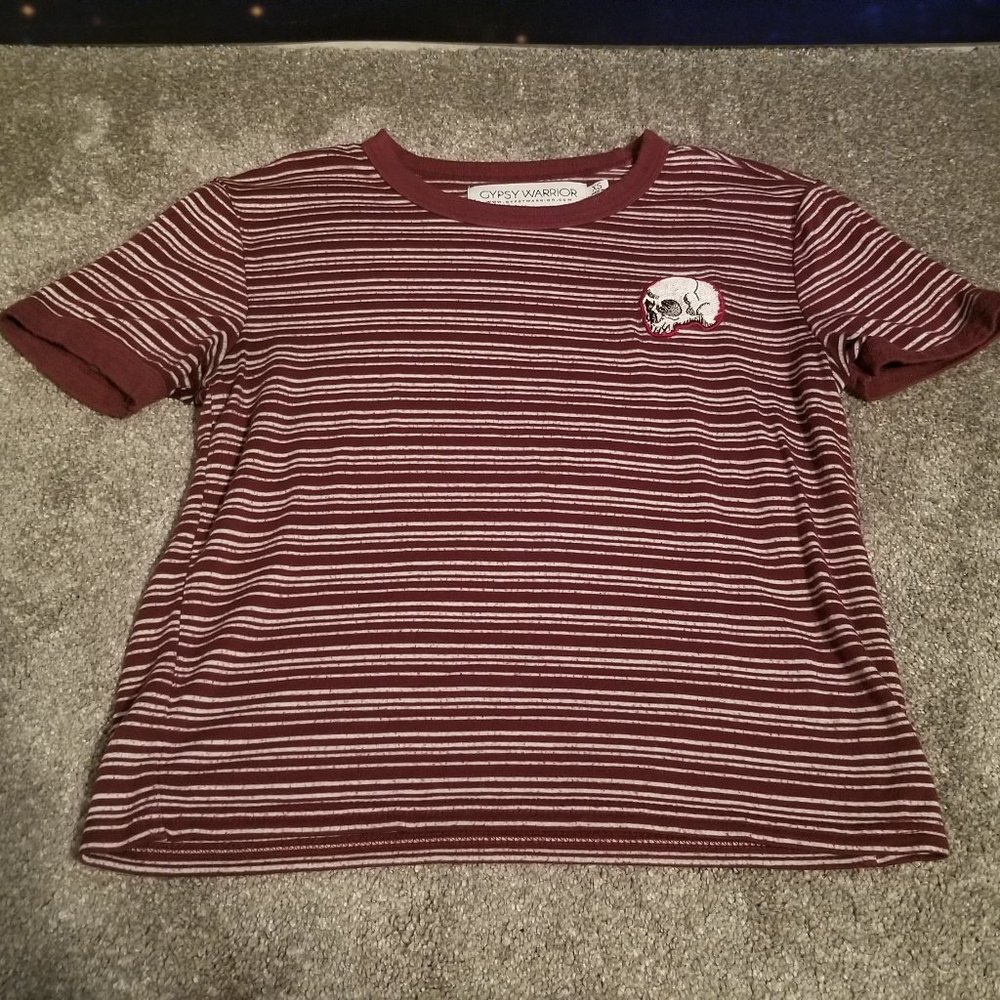 PacSun Gypsy Warrior Striped Shirt with Skull